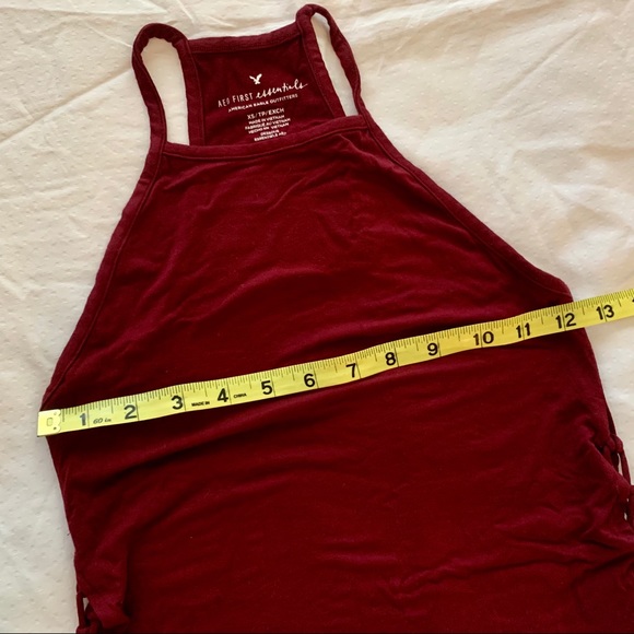 AEO : Y2K High Neck Tank Cute Lace Up Sides EUC - Picture 11 of 12